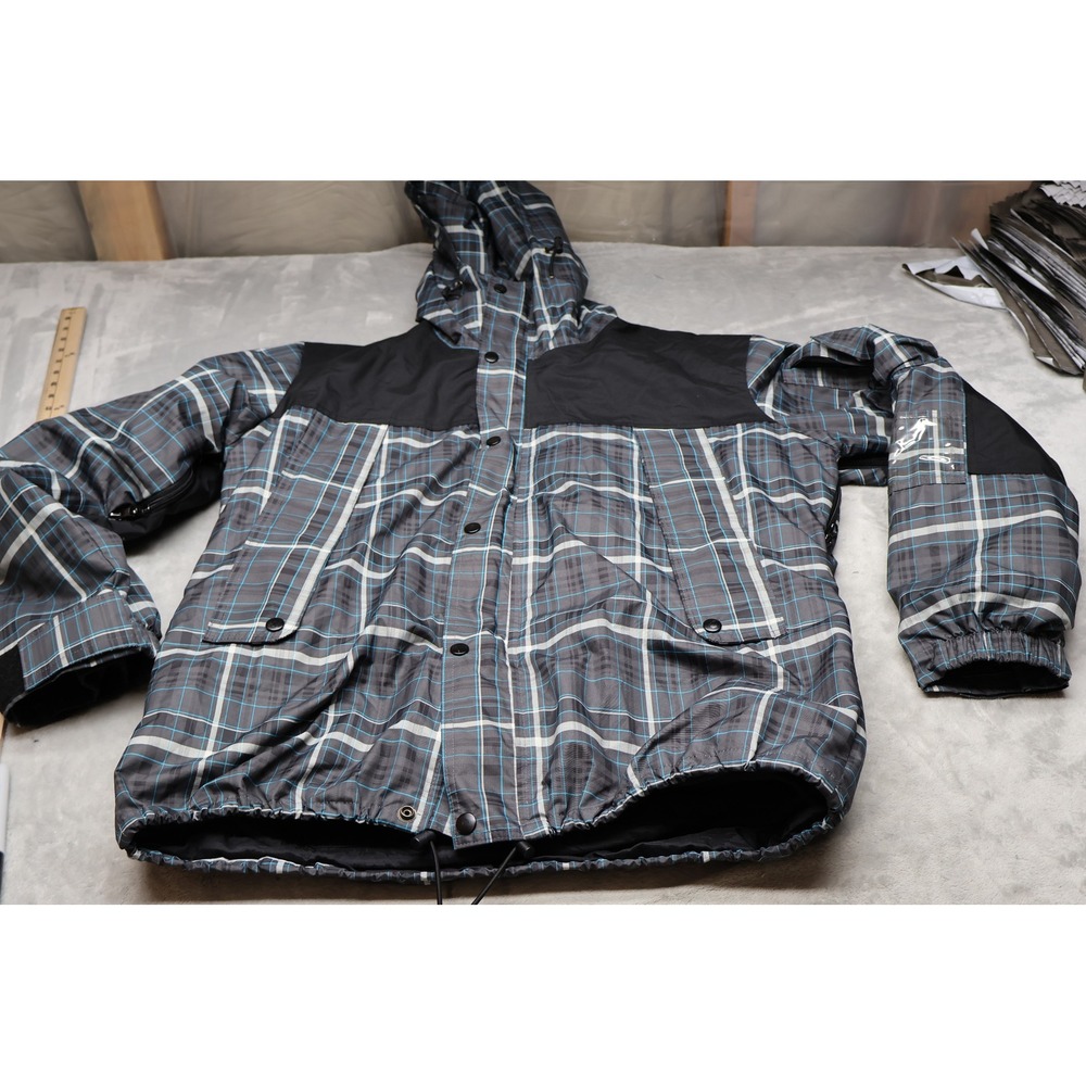 AJ Shop Jacket Men Large Blue Plaid Gore-Tex Waterproof Ski Snow Winter 3in1 VTG